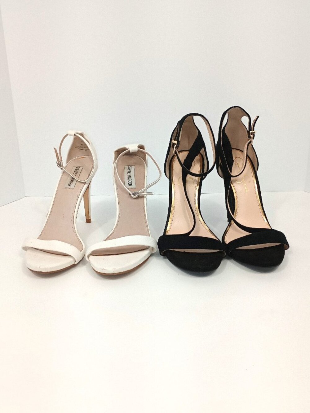 Bundle Heels Size 9–9.5 Steve Madden & Jessica Simpson Black White Ankle Strap